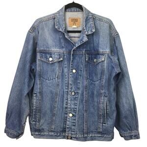 VTG Gap Denim 90s Light Wash Flap Pockets Retro Western Denim Jacket Men's 2XL